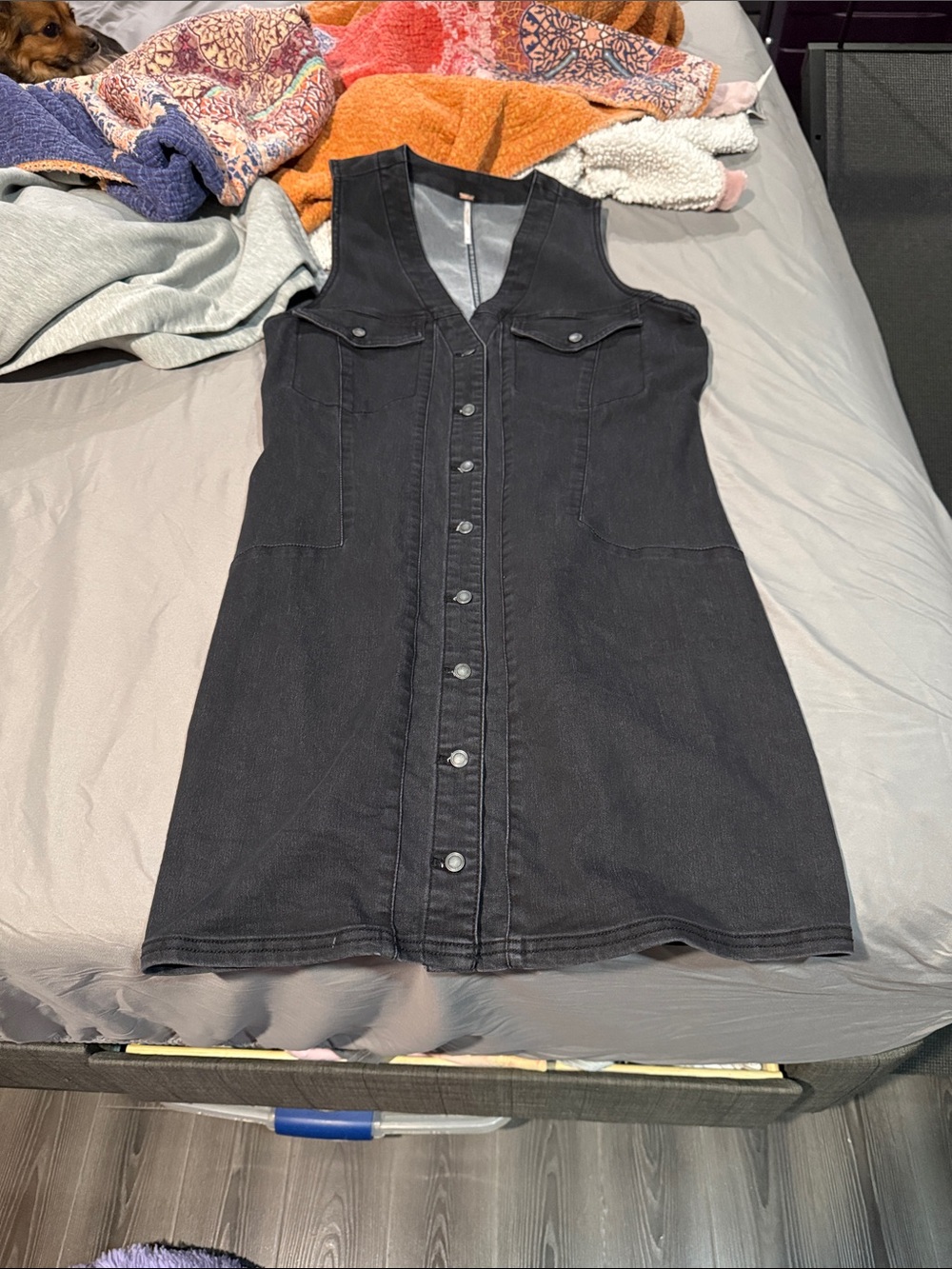 Free People Black Denim Shift Dress